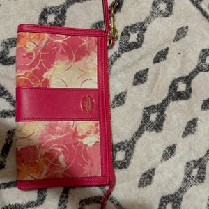 Coach Pink Floral Wristlet Clutch
